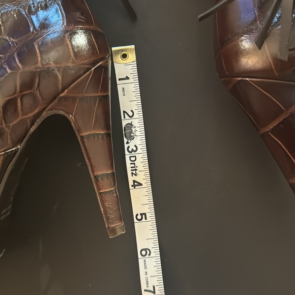 Charles David Brown Crocodile Knee Boots with Tassel - Picture 5 of 17